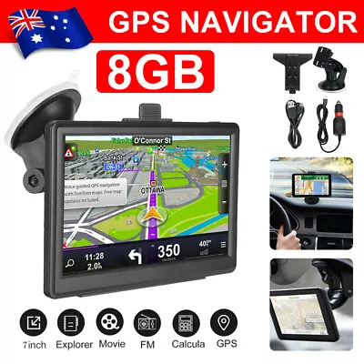 7  Car Truck GPS Navigation Navigator Sat Nav Lifetime AU Map &Windshield Holder • $62.95