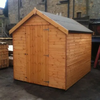 6x5 WOODEN GARDEN SHED FULLY T&G APEX HUT 12mm TREATED  STORE NO WINDOWS • £478