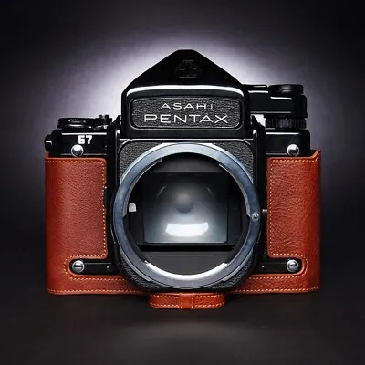 Vintage Genuine Real Leather Half Camera Case Bag Cover For Pentax 67/6X7/67 TTL • $107.99