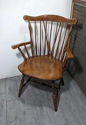 Vintage S. Bent & Bros. Windsor Fiddle Captain Maple Wood Colonial Arm Chair A • $450