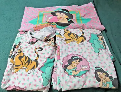 Vintage Disney Aladdin Princess Jasmine & Rajah Tiger Twin Bed Set 3 Piece • $17.50