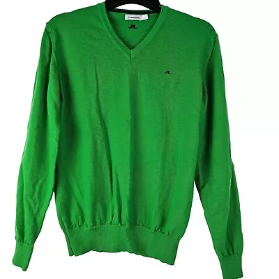 J.Lindeberg Golf Long Sleeve Green Merino Wool V-Neck Sweater Size Large • $23.10