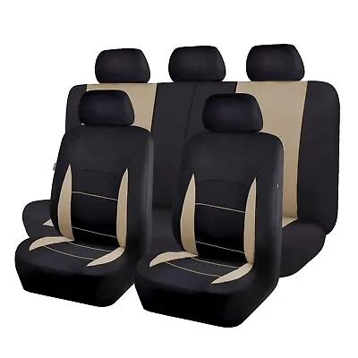 Universal Car Seat Covers Rear Split 40/60 60/40 50/50 Beige Black Sporty Auto • $39.99