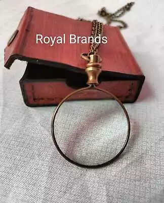 Brass Magnifying Glass Optical Magnifier Lens With Necklace Chain Monocle • $19.99