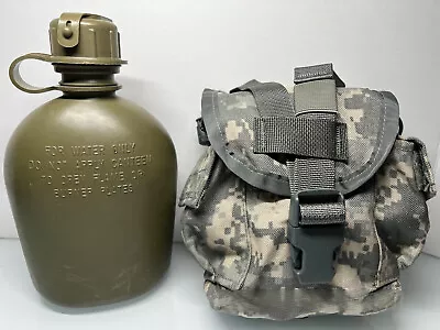 US Military Molle 1 QT OD CANTEEN M1 CAP & ACU COVER UTILITY POUCH EXCELLENT • $15.95