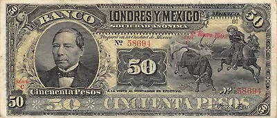 Mexico / Mexico City  50  Pesos  1.1.1902  Series C  Circulated Banknote Top3 • $225