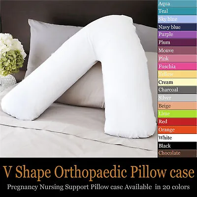 1-2 Premium 100%Egyptian Cotton V-Shaped Pillow Case Pregnancy Neck Pillow Cover • £2.69