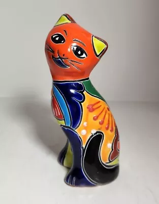 6.5  Red Clay Folk Art Cat Figurine Made In Mexico Southwest Folk Art Tonala • $17.99