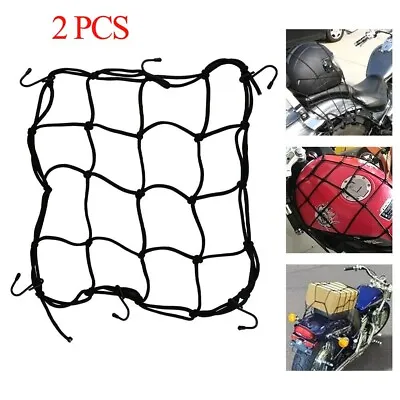 2 Pcs  Cargo Net Motorcycle Helmet Mesh Tie Down Bungee Cord Adjustable-6 Hooks • $7.99