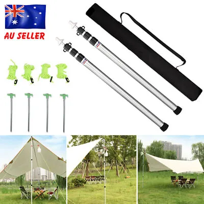 Adjust Set Of 2 Aluminum Camping Tarp Poles Telescoping Tent Pole 90-230cm AU • $17.35