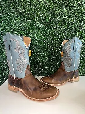 NWOB Corral Men’s Honey/Blue Embroidery Wide Square Toe Rodeo Boots Size 14 EE • $166.49