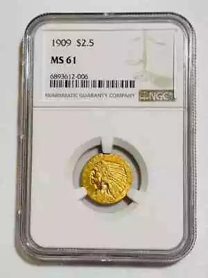 1909 P Gold Quarter Eagles $2 1/2 Indian Head NGC MS-61 • $621.50