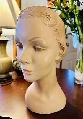 1930s 1940s Vintage Art Deco Plaster Lady Mannequin Wig Head Display Bust Woman • $195