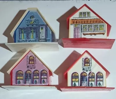 VINTAGE  MID CENTURY REGENCY ALPINE VILLAGE CHURCH CHRISTMAS NO LIGHTS Lot Of 4 • $22.99