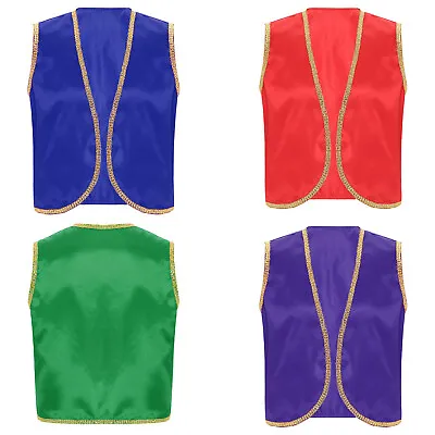 Mens Waistcoat Arab Fairytale Costume Christmas Tops Dancing Desert Prince Vest • £9.59