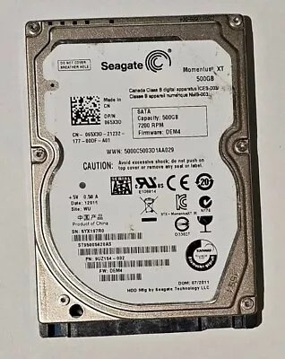 500GB Laptop SSHD — Seagate Momentus XT ST95005620AS Solid State Hybrid Drive • $20