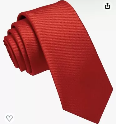 Solid Red Silk Slim Necktie • $8