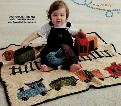 Choo Choo! Train Baby Afghan Nursery Cross Stitch Crochet Pattern Instructions • $2.50