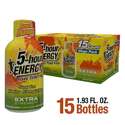 5-hour ENERGY Shot Extra Strength Peach Mango 15 Count US • $29.98