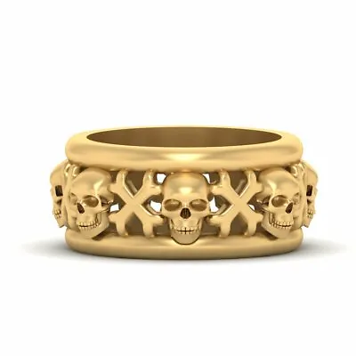 Cross Bones Skull Wedding Band For Mens Memento Mori Inspired Skull Badass Ring • $220.99