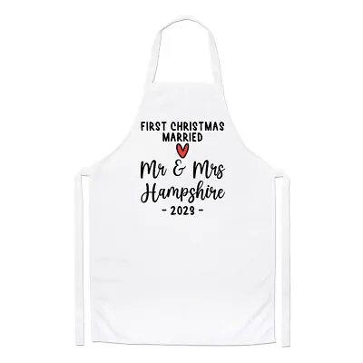 Personalised First Christmas Married Mr & Mrs Chefs Apron Love Wife Cooking • £13.99