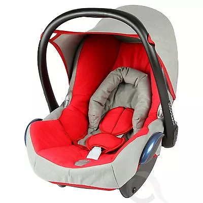 Replacement Seat Cover Fits Maxi Cosi CabrioFix 0+ FULL SET - Red - Grey • £31.99