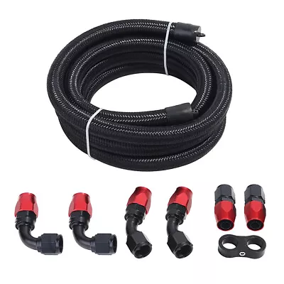 Fuel Line Kit  Braided Nylon Fuel Hose 4AN 6AN 8AN 10AN CPE 10FT 20FT Black Red • $38.99