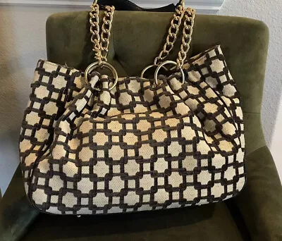 Glenda Gies Millie Chocolate Chenille Designer Handbag W/ Chain Link Strap • $75
