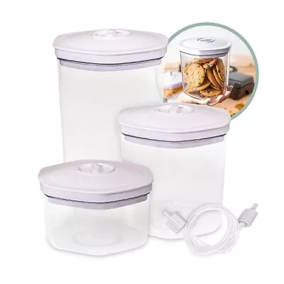 Vacuum Food Containers 3 Piece Set For Home Kitchen Coffee Drinkers Pasta L... • $44.99