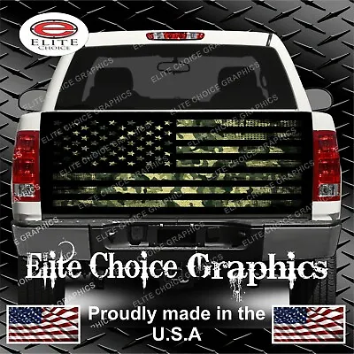 Army Green Camo FLag Truck Tailgate Wrap Vinyl Graphic Decal Wrap Kit • $58.74