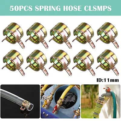 50Pcs 11mm 0.43  Fuel Line Hose Spring Clips Water Pipe Air Tube Clamps • $8.99