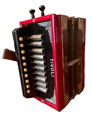 Vintage Tivoli Ten Button Wooden Accordion Musical Instrument • $49.99