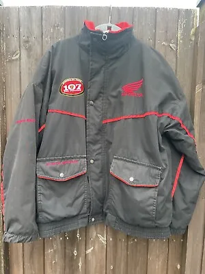 Vintage Honda Britain TT Racing Motorcycle Jacket 2000 Black Red Rare XL • £65