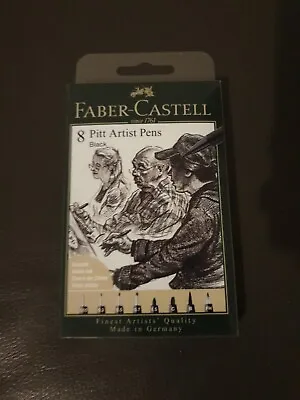 Faber-Castell PITT Artist Pens Wallet Of 8 Black Tusche INDIA INK  • £9.99