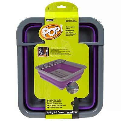 Pop Collapsible Dish Drainer System & Washing Up Bowl Purple - Summit • £11.99