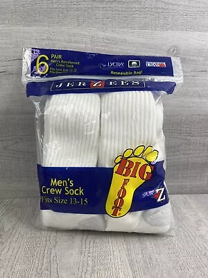 NOS Jerzees Vintage 90's Cotton Crew Length Tube Socks 6 Pairs Big Foot USA • $29.50