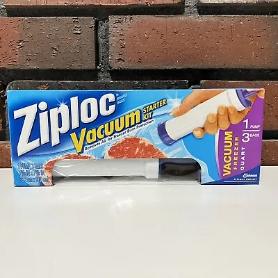 $18.98 • Buy Ziploc Vacuum Sealer Starter Kit 1 Pump +3 Quart Bags