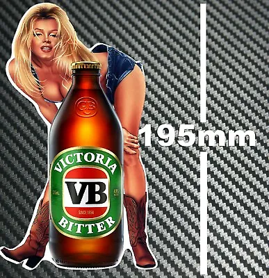 VB Stubbie Beer Pin Up Girl Sticker Speedway Hot Rod Toolbox Bar Fridge Esky BBQ • $6.99