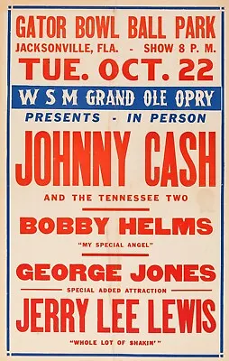 New Johnny Cash Music Poster Wall Art Print Gator Bowl Park Jacksonville • $22.56