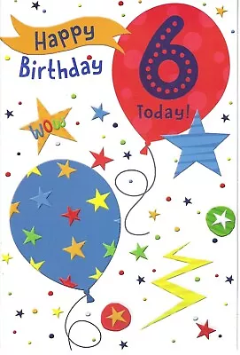 £1.89 • Buy Age Six 6th Boy Birthday Greeting Card 7 X5  Balloons