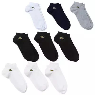 Lacoste Unisex 2024 Sport Low-Cut Ribbed Stretch Cotton Jersey 3 Pack Socks • £16.99