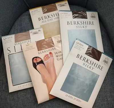 5 Pair Assorted Vintage Berkshire  Control Top Pantyhose Queen Size 5x-6x • $14.99