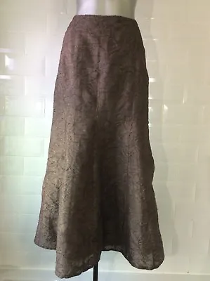 Size 12 Per Una Brown Wool Blend ‘taffeta’ Skirt Goth Steampunk Whitby Spring • £17
