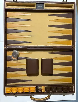 Vintage Backgammon Set W/ Faux Learher  Case Complete 17  X 11  W Directions • $29.99