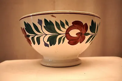 £124.03 • Buy Antique Spongeware Bowl Petrus Regout & Co Maastricht Floral Motif Hand Paint 40