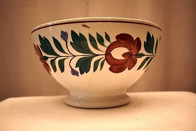 Antique Spongeware Bowl Petrus Regout & Co Maastricht Floral Motif Hand Paint 40 • $116.22