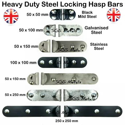 Security LOCKING HASP BAR Van Shed Garage Door 7 Sizes  - Heavy Duty STEEL • £31.70