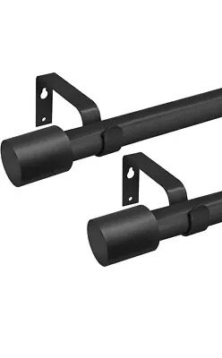 Curtain Rods 48-84 Inch Long 1 In Diameter Black Heavy Duty Curtain Rod 2 Pack • $27