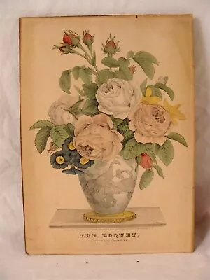 Antique 1845 N Currier The Bouquet Colored Lithograph • $85