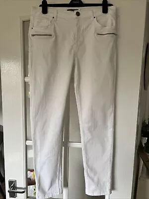 Ladies Mint Velvet White Denim Jeans Size 14R Skinny • $10.09